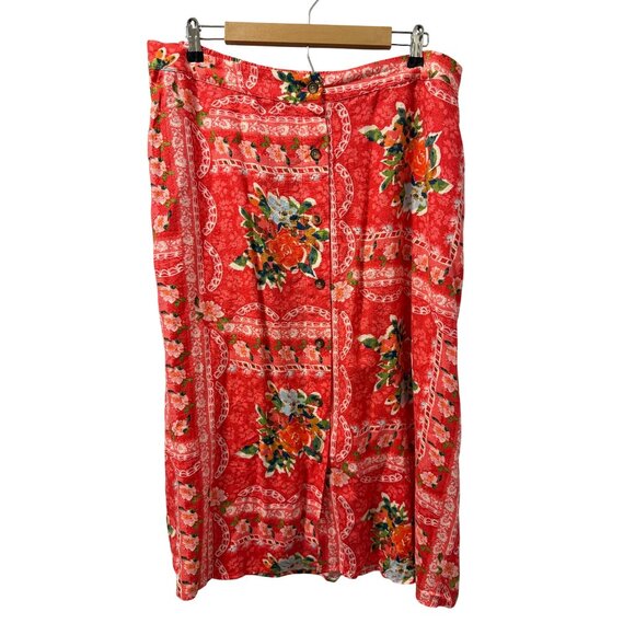 Lauren Conrad Sz XXL Floral Print Skirt Rayon & Linen Blend Elastic Waist Skirt - Picture 11 of 12
